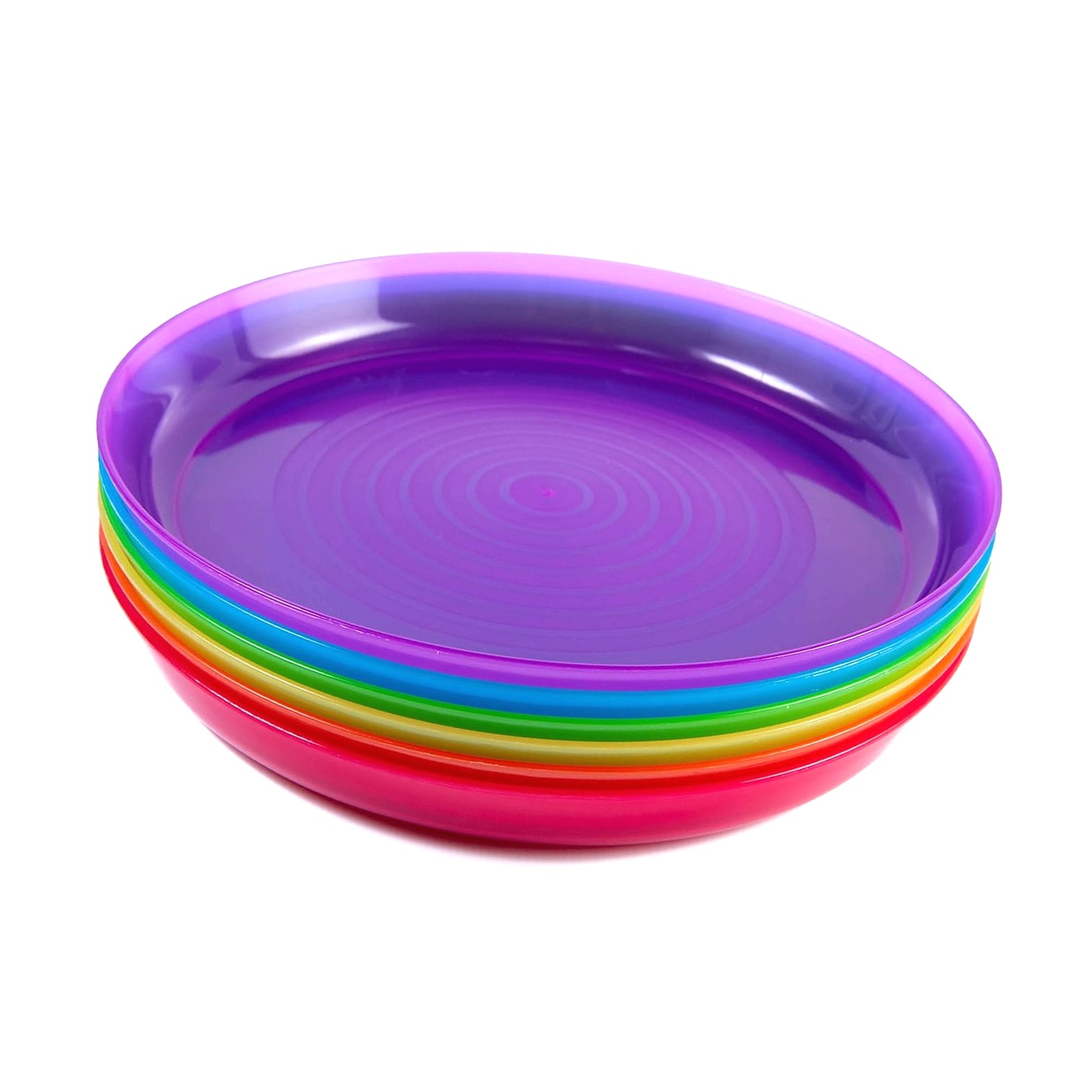 SJJ Plastic Dinnerware Set of 6 Multi Color Plates, Bowls, and ...