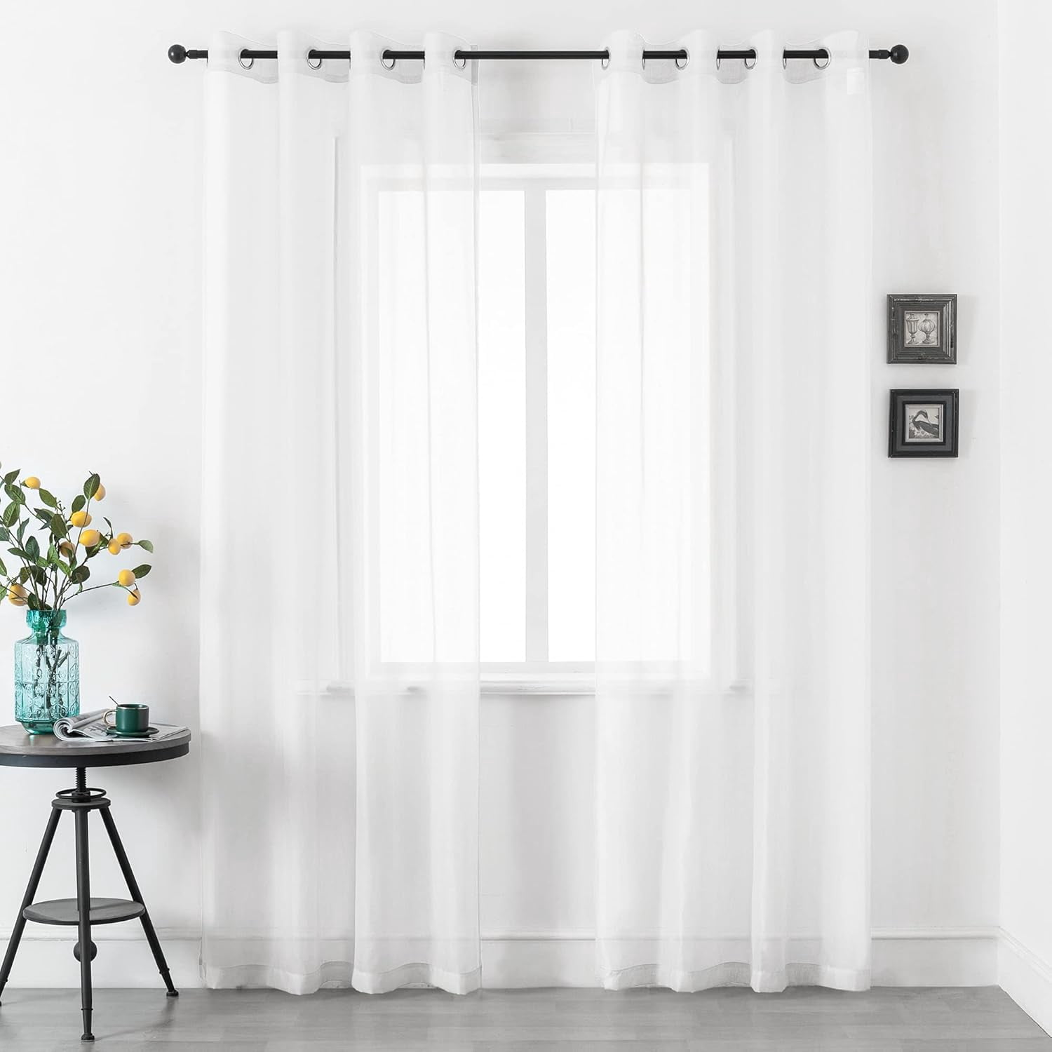 White Sheer Curtains With Grommetsnull