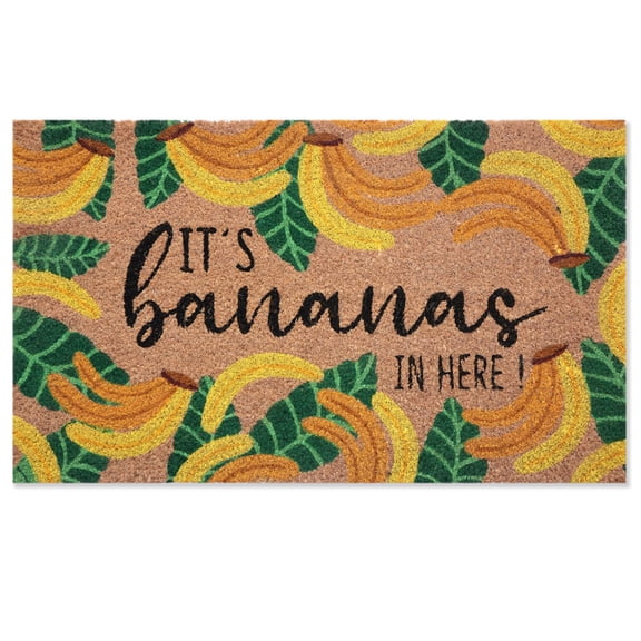 First Concept 18 in. W X 30 in. L Multi-Color It’s Bananas In Here Coir Door Mat