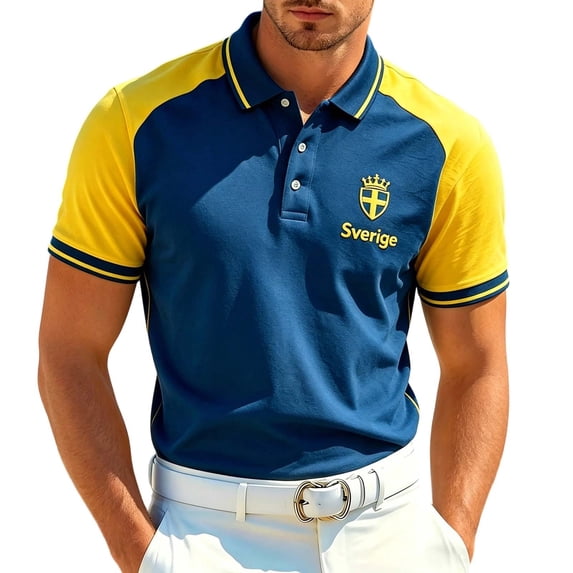 SJLDQY 2026 Sweden Soccer Polo Shirts for Men Short Sleeve International Football Polo Shirt For Fans Sverige Flag Graphic Lightweight Summer Workout Golf Shirts