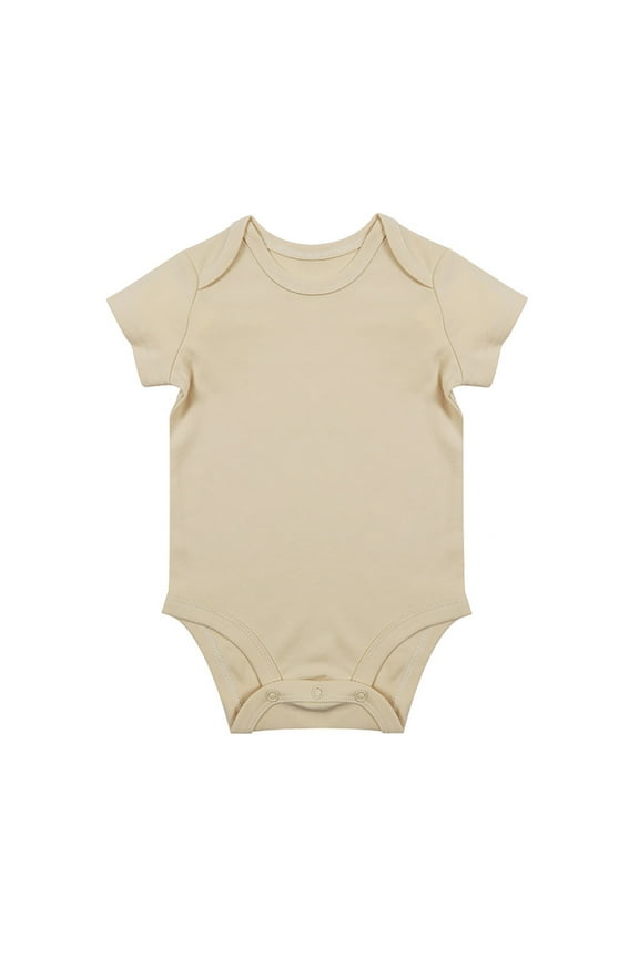 Baby Boy Romper Unisex Solid Color Blank Crewneck Onesies Playsuit Casual Outfit Khaki 18-24 Months