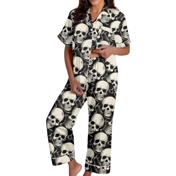 SJLDQY Bow Tie Front Pajamas for Women Long Sleeve Shirts Pants 2 Pieces Pj Sets Bow Printed Loungewear