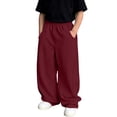 thumbnail image 1 of SJLDQY Boys Baggy Pants Elastic Waist Straight leg Sweatpants for Boys Fall Winter Casual Trousers with Pockets, 1 of 6