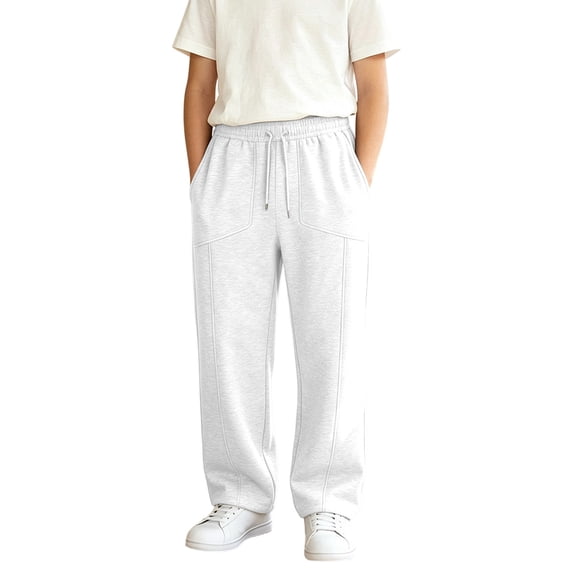 SJLDQY Boys' Baggy Sweatpants Elastic Waist Drawstring Straight leg Athletic Trousers Fall Solid Color Casual Sweat pants with Pockets