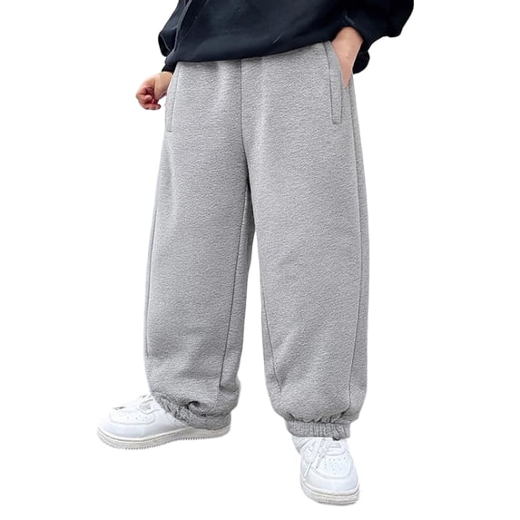 JFTTX Boys Baggy Sweatpants Straight Leg Joggers for Boys Casual Elastic Waist Fall Winter Sweat Pants with Pockets Size 6M-12Y