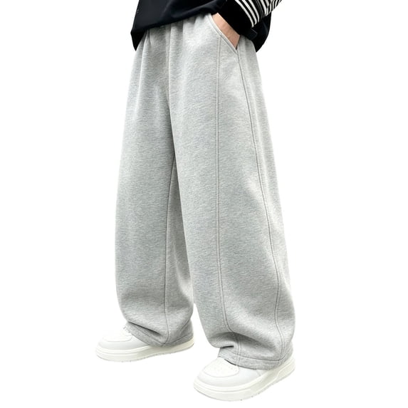 JFTTX Boys Baggy Sweatpants Wide Leg Straight Fit Sweatpants for Boys Elastic Waist Open Bottom Athletic Casual Sweat Pants with Pockets