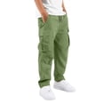 thumbnail image 1 of SJLDQY Boys' Cargo Pants Elastic Waist Drawstring Wide leg Pants Solid Color Casual Loose Trousers with Pockets, 1 of 5