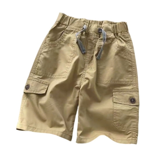 SJLDQY Boys Cargo Shorts Elastic Waist Drawstring Baggy Shorts Summer Solid Color Casual Shorts with Pockets