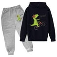thumbnail image 1 of SJLDQY Boys Clothes Sets Long Sleeve Hoodies Sweatpants Cartoon Dinosaur Print 2Pcs Sports Outfit Sets Cozy Fall Winter Clothing, 1 of 2