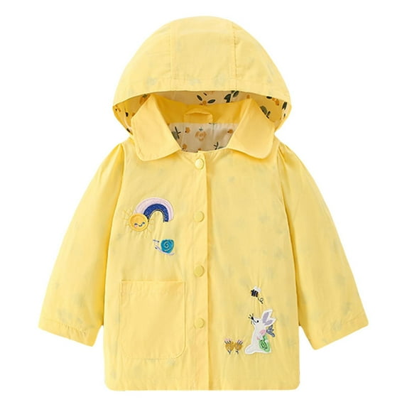 SJLDQY Boys Coat Jacket Print Long Sleeve Hoodie Windproof Autumn Zipper Kids Hooded for Kids Toddler Boys Yellow 5-6 Years