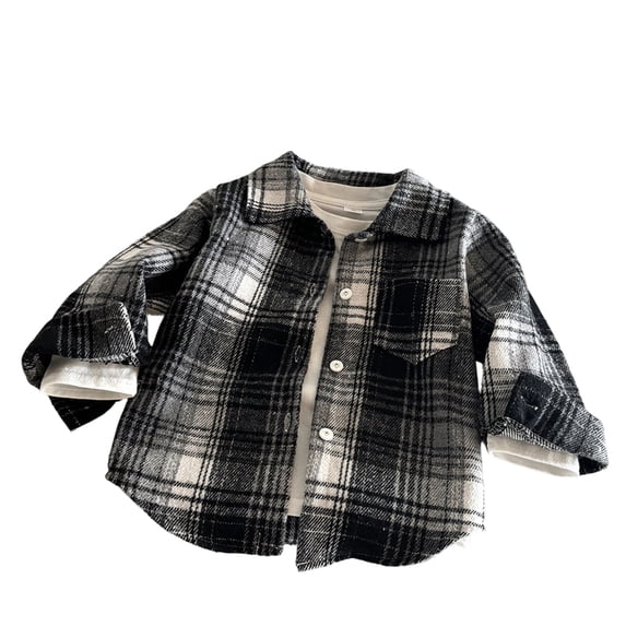 SJLDQY Boys Flannel Plaid Shirt Long Sleeve Button Down Shirts for Boys Casual Soft Jacket Fall Winter Outerwear for Boys