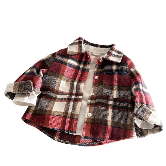 SJLDQY Boys Flannel Plaid Shirt Long Sleeve Button Down Shirts for Boys Casual Soft Jacket Fall Winter Outerwear for Boys