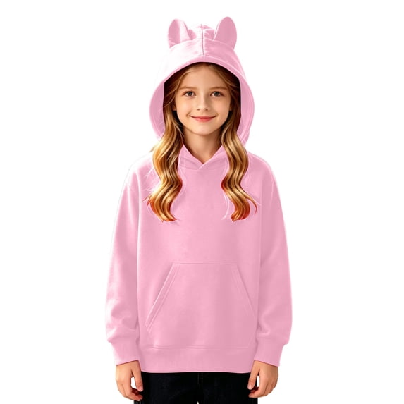 SJLDQY Boys Hoodies Cute Ear Hooded Sweatshirts with Kangaroo Pocket Fall Winter Outfits Long Sleeve Pullover Tops