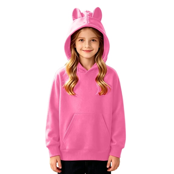 SJLDQY Boys Hoodies Cute Ear Hooded Sweatshirts with Kangaroo Pocket Fall Winter Outfits Long Sleeve Pullover Tops