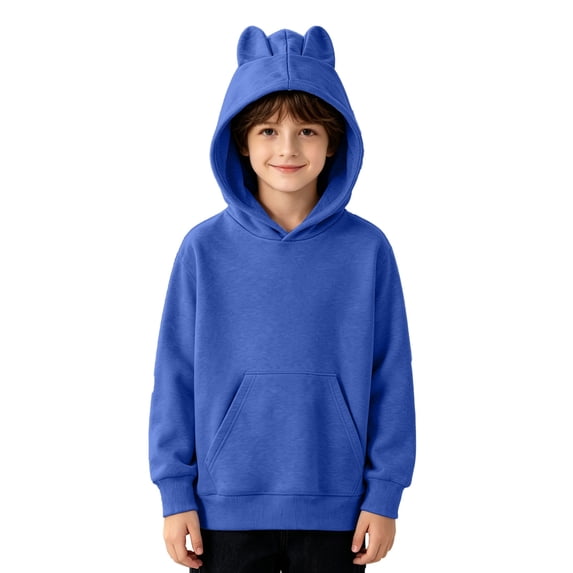 SJLDQY Boys Hoodies Cute Ear Hooded Sweatshirts with Kangaroo Pocket Fall Winter Outfits Long Sleeve Pullover Tops