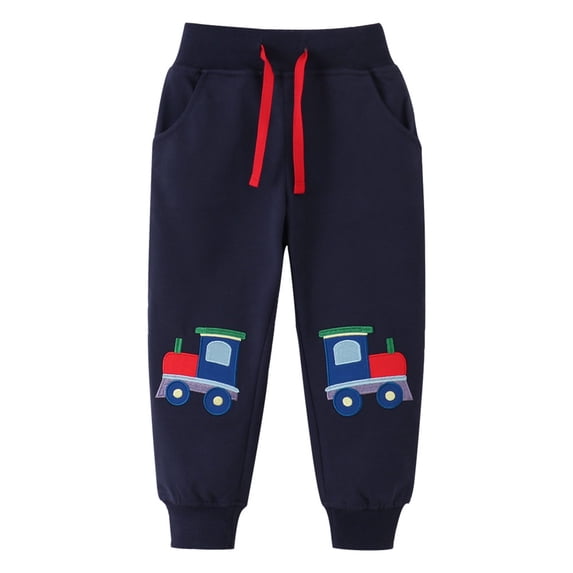 SJLDQY Boys' Joggers Elastic Waist Drawstring Sweatpants Cute Print Wide Leg Athletic Pants with Pockets