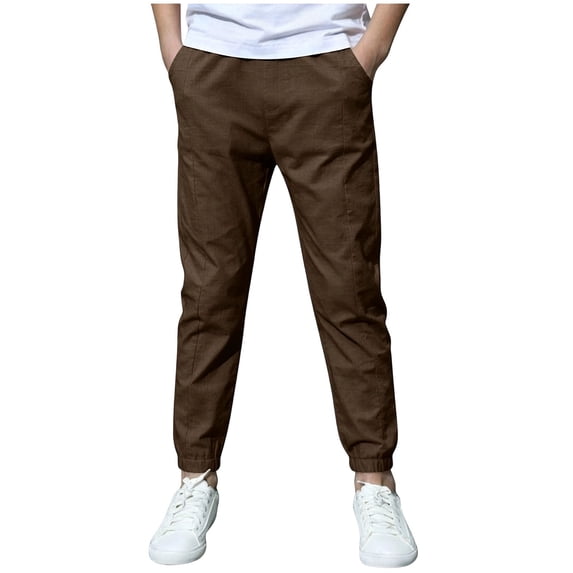 SJLDQY Boys Joggers Summer Lightweight Sweatpants for Boys Solid Color Loose Athletic Trousers with Pockets