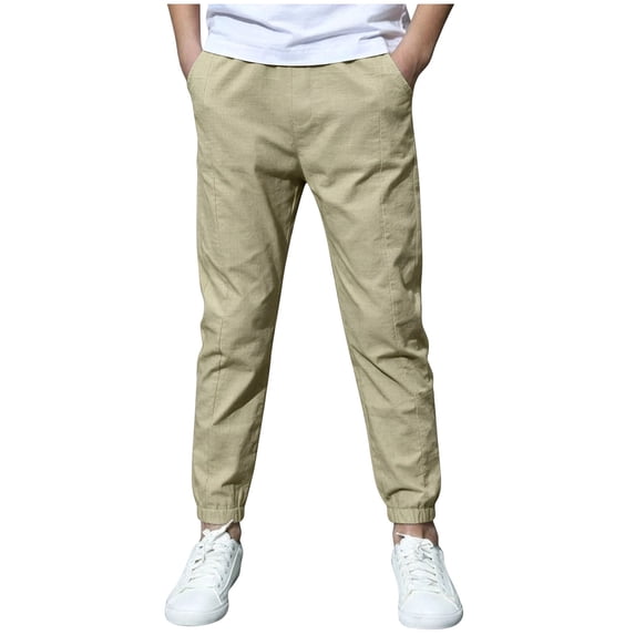 SJLDQY Boys Joggers Summer Lightweight Sweatpants for Boys Solid Color Loose Athletic Trousers with Pockets