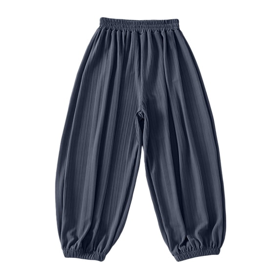 SJLDQY Boys Linen Pants Lightweight Summer Pants Relaxed Fit Elastic Waist Trousers