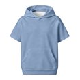 thumbnail image 1 of SJLDQY Boys' Short Sleeve Hoodies Lightweight Hooded Sweatshirts with Kangaroo Pocket Solid Color Casual Athletic Pullover Tops for Boys, 1 of 6