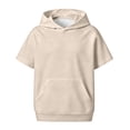 thumbnail image 1 of SJLDQY Boys' Short Sleeve Hoodies Lightweight Hooded Sweatshirts with Kangaroo Pocket Solid Color Casual Athletic Pullover Tops for Boys, 1 of 6
