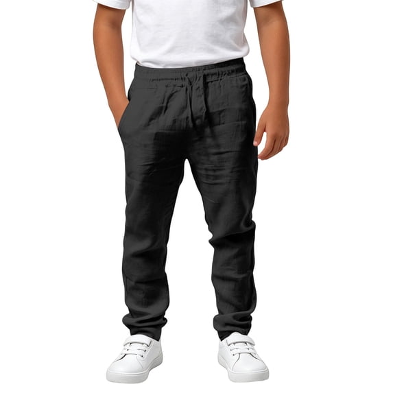 SJLDQY Boys Sweatpants Elastic Waist Drawstring Straight leg Pants Lightweight Breathable Casual Trousers with Pockets
