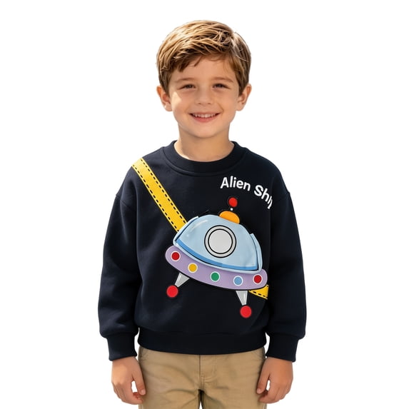 SJLDQY Boys Sweatshirts with Front Pocket Cute Long Sleeve Crewneck Sweatshirt Fall Winter Outfits Outdoor Pullover Tops for Boys