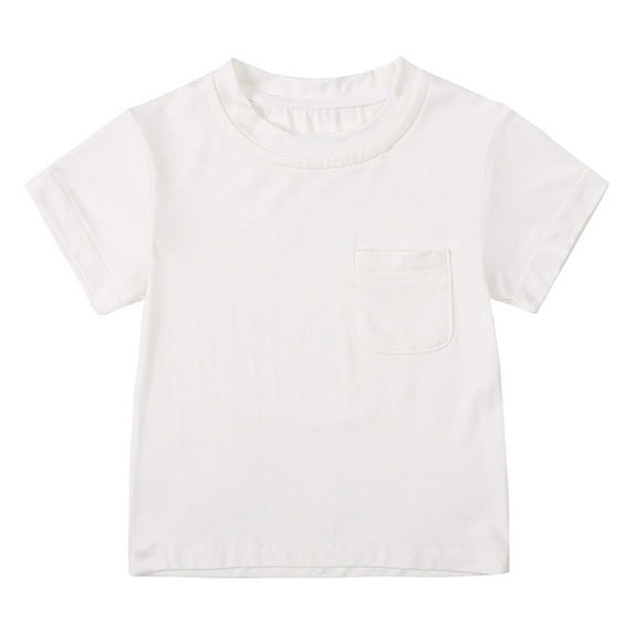 SJLDQY Boys T Shirts Baby Summer Short Sleeve Solid Color Crewneck Soft Shirt 6-12 Months