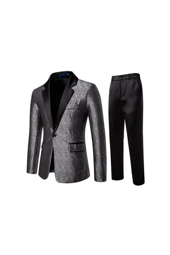 Carnival Mens 2 Peice Suit Set Shiny Dress Suits for Men Slim Fit One Button Blazer Jacket Pants Elegant Business Wedding Party Outfits