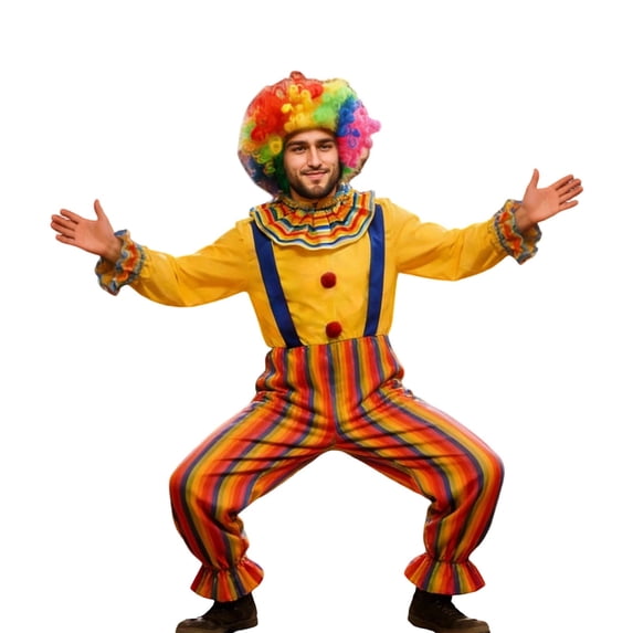 SJLDQY Carnival Mens Clown Dress Up Funny Dot Tops Pants Outfits Party Stage Performance Clothes Set