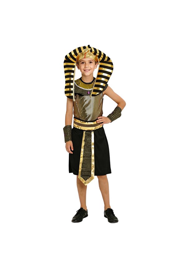 Carnival Toddler Boys Egyptian Prince Dress Up Retro Robe With Headwear Outfits Party Stage Performance Clothes Set