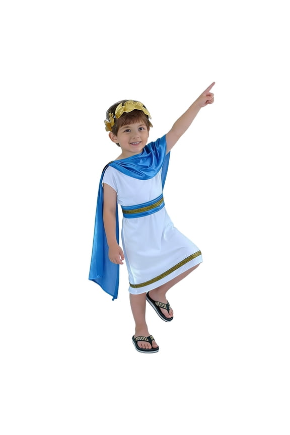 Carnival Toddler Girls Roman Prince Dress Up Retro Robe With Headwear Outfits Party Stage Performance Clothes Set