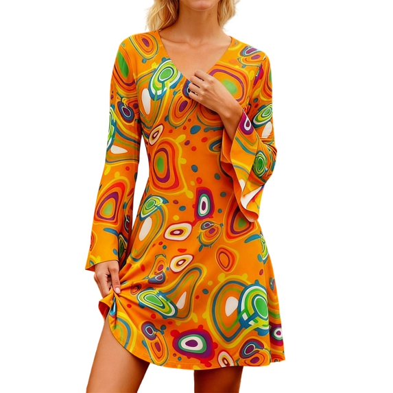 SJLDQY Carnival Womens 70S 80S Disco Dress Up Fahsion Striped Dress With Headwear Outfits Party Stage Performance Clothes Set