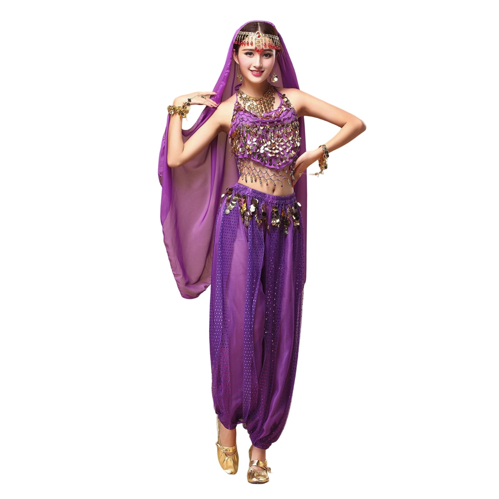 SJLDQY Carnival Womens Belly Dance Dress Up Sexy Sequined Tops Lace ...