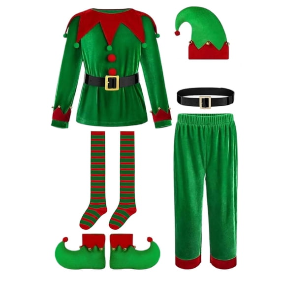SJLDQY Elf Outfits for Adults Velvet Christmas Outfit Sets Unisex ...
