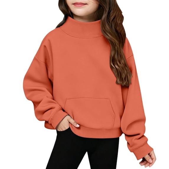 SJLDQY Girl's Hoodies Casual Hooded Sweatshirt Long Sleeve with Pocket Pullover Tops Size 9-10 Years