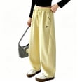 thumbnail image 1 of SJLDQY Girl's Wide Leg Pants Straight Leg Baggy Pants for Girls Casual Elastic Drawstring Waist Pants with Pockets, 1 of 8