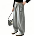 thumbnail image 1 of SJLDQY Girl's Wide Leg Pants Straight Leg Baggy Pants for Girls Casual Elastic Drawstring Waist Pants with Pockets, 1 of 3