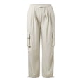 thumbnail image 1 of SJLDQY Girls Cargo Pants Casual Elastic Drawstring Waist Baggy Pants for Girls Straight Fit Pants with Pockets, 1 of 7