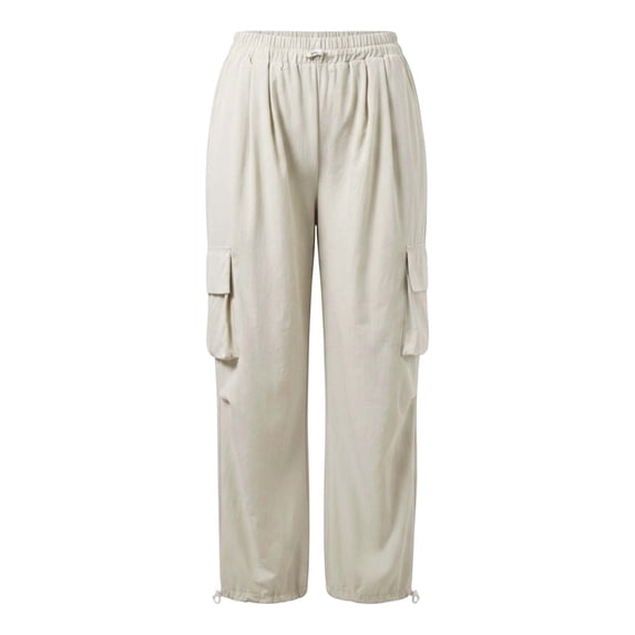SJLDQY Girls Cargo Pants Casual Elastic Drawstring Waist Baggy Pants for Girls Straight Fit Pants with Pockets