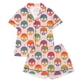 thumbnail image 1 of SJLDQY Girls Halloween Pajama Sets Skull Graphic Short Sleeve Shirts and Shorts 2 Piece Sets Casual Hallowmas Sleepwear Button Down Pjs Sets, 1 of 5