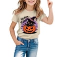thumbnail image 1 of SJLDQY Girls' Halloween T-Shirts Cute Black Cat Pumpkin Graphic Tees for Girls Hallowmas Short Sleeve Crewneck T Shirts Casual Soft Tops, 1 of 4