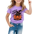 thumbnail image 1 of SJLDQY Girls' Halloween T-Shirts Cute Black Cat Pumpkin Graphic Tees for Girls Hallowmas Short Sleeve Crewneck T Shirts Casual Soft Tops, 1 of 4