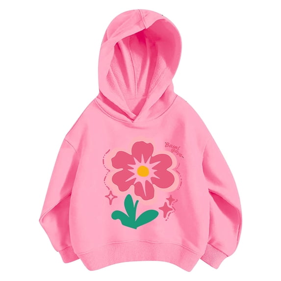 SJLDQY Girls Hoodies Casual Hooded Sweatshirt Long Sleeve Floral Graphic Pullover Tops Size -