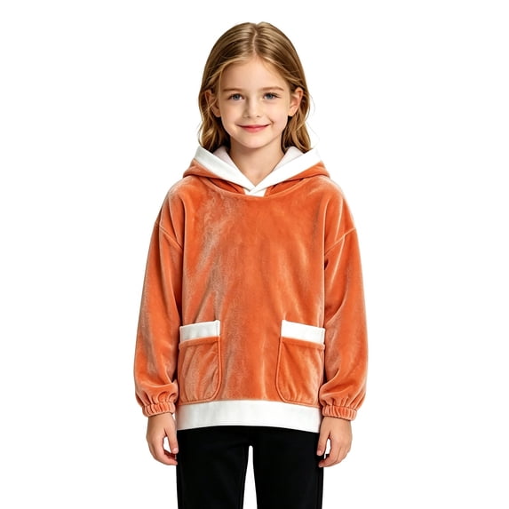 SJLDQY Girls Hoodies Casual Hooded Sweatshirt Long Sleeve with Pocket Pullover Tops Size 6-7 Years