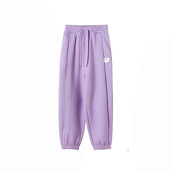 SJLDQY Girls Joggers Casual Elastic Waist Drawstring Wide Leg Sweatpants for Girls Comfy Solid Color Athletic Trousers with Pockets