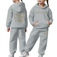 thumbnail image 1 of SJLDQY Girls Outfits Set Casual Letter Print Hoodie Pants Comfy Two Piece Outfit For Toddler Kids Cozy Fall Winter Clothing, 1 of 7