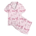 thumbnail image 1 of SJLDQY Girls Pajama Sets Bow Print Short Sleeve Shirts and Shorts 2 Piece Sets Summer Sleepwear Button Down Pjs for Girls, 1 of 3