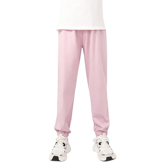 SJLDQY Girls Sweatpants Elastic Waist Casual Joggers for Girls Soft Solid Color Athletic Trousers