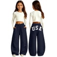 thumbnail image 1 of SJLDQY Girls Sweatpants Letter Graphic Casual Baggy Pants Drawstring Waist Pants with Pockets, 1 of 5